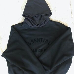 Essentials Fear of God Black Sweatshirt Mens Large Jet Black Hoodie Top